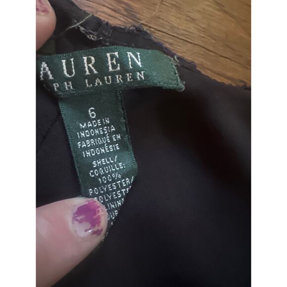 Vintage Women 6 LAUREN by Ralph Lauren Georgette Black Floral Printed Skirt - Picture 4 of 5